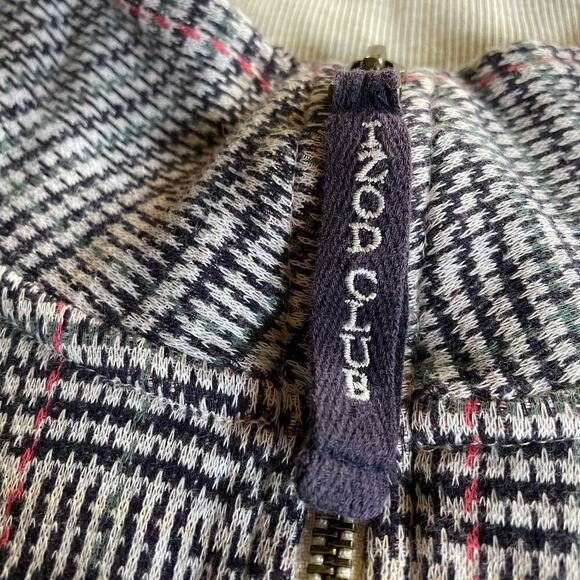 Vintage Izod Club Houndstooth Plaid 1/4 Zip Pullover Mens Large Sweater 80s 90s - Picture 3 of 10